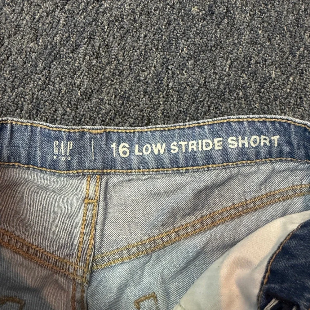 Gap Kids Girls 16 Low Stride Short Two Tone Colorblock Denim Raw Hem Blue 160cm